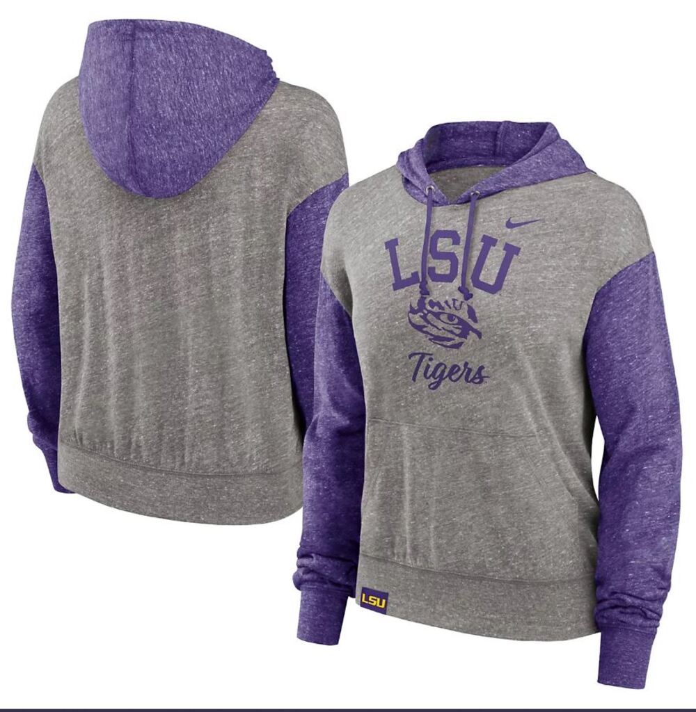 Nike LSU Tigers Blitz Legacy Hoodie Women XL Gray Purple Color Block NWT